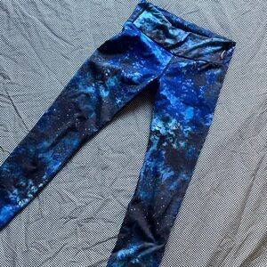 4/$20 Kos Usa Onyx Blue Aqua Space Dye High-Waisted Leggings Small